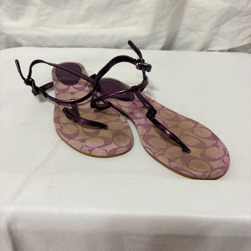 Coach women's metallic purple thong sandals.